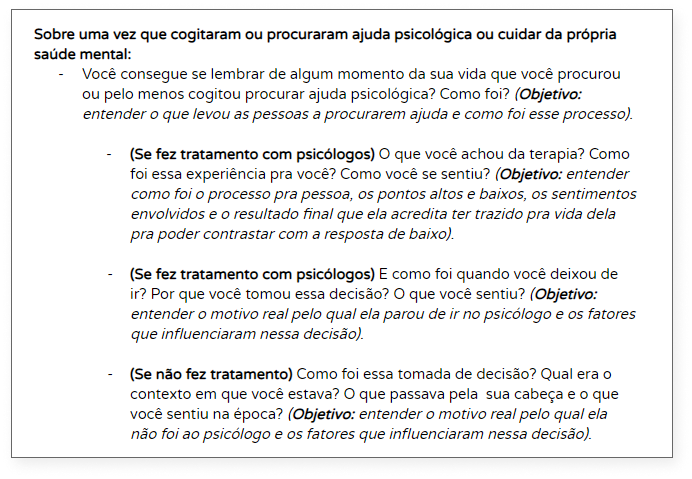 Excerpt taken from the patient’s interview script