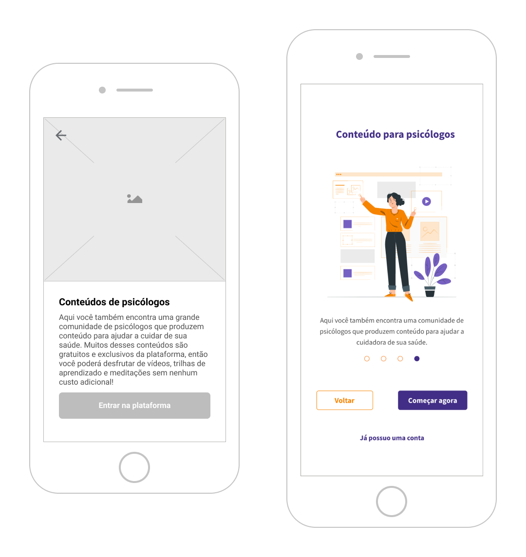 Comparison of the last onboarding screen before and after the tests