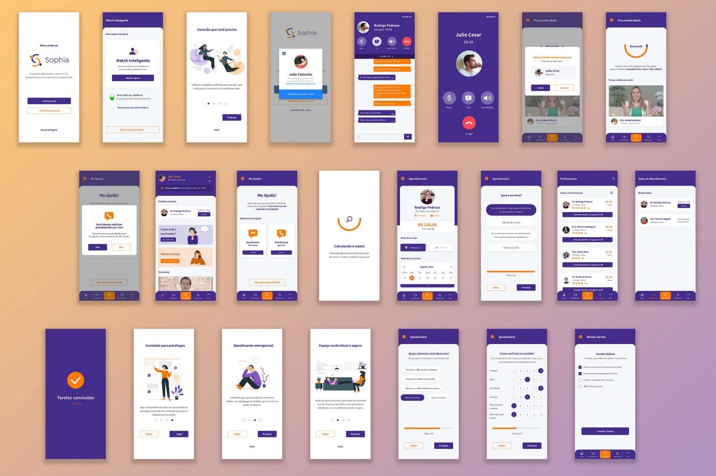 App screens in a high-fidelity prototype